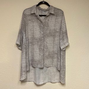 Faux Croc Pattern Hi-Lo Blouse by Insight